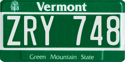 VT license plate ZRY748