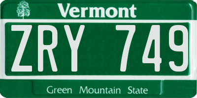 VT license plate ZRY749