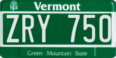 VT license plate ZRY750