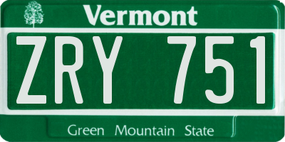 VT license plate ZRY751