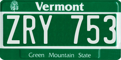 VT license plate ZRY753