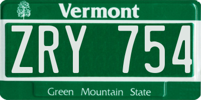 VT license plate ZRY754
