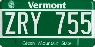 VT license plate ZRY755
