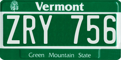 VT license plate ZRY756