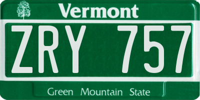 VT license plate ZRY757