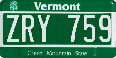 VT license plate ZRY759
