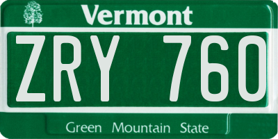VT license plate ZRY760