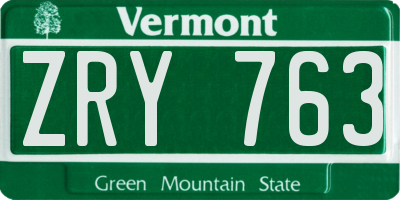 VT license plate ZRY763