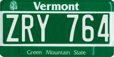VT license plate ZRY764
