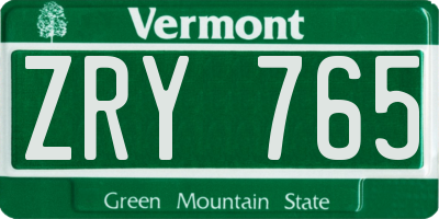 VT license plate ZRY765