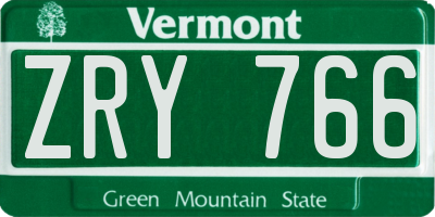 VT license plate ZRY766