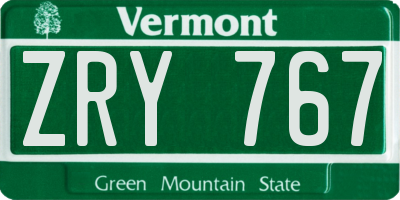 VT license plate ZRY767