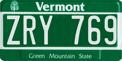 VT license plate ZRY769