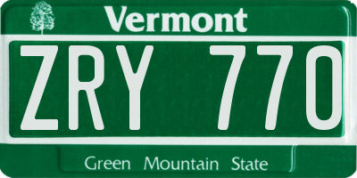 VT license plate ZRY770