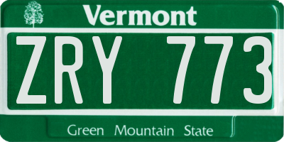 VT license plate ZRY773