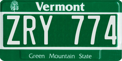 VT license plate ZRY774
