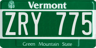 VT license plate ZRY775