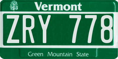 VT license plate ZRY778