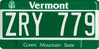 VT license plate ZRY779