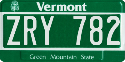VT license plate ZRY782