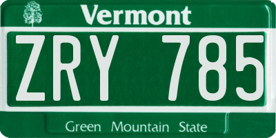 VT license plate ZRY785
