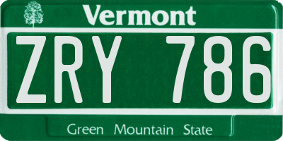 VT license plate ZRY786