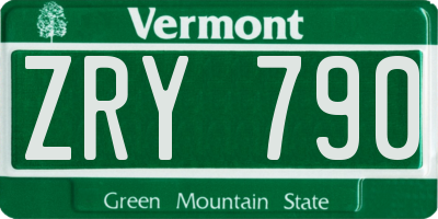 VT license plate ZRY790
