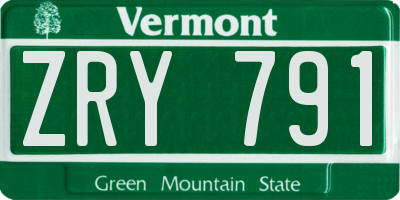 VT license plate ZRY791