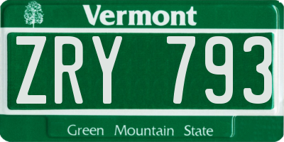 VT license plate ZRY793
