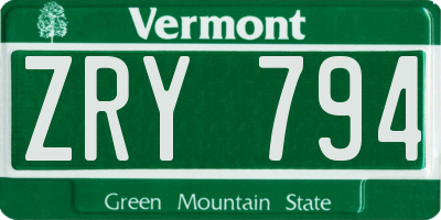 VT license plate ZRY794