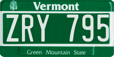 VT license plate ZRY795