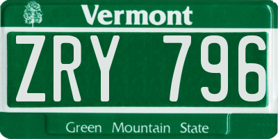VT license plate ZRY796
