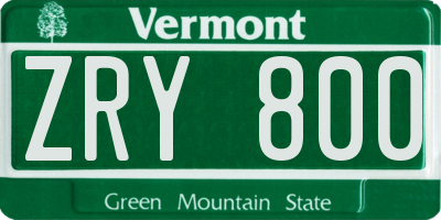 VT license plate ZRY800
