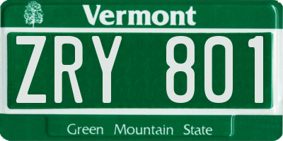 VT license plate ZRY801