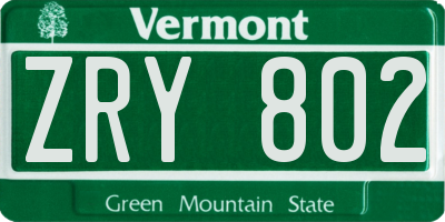 VT license plate ZRY802