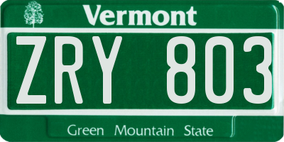 VT license plate ZRY803