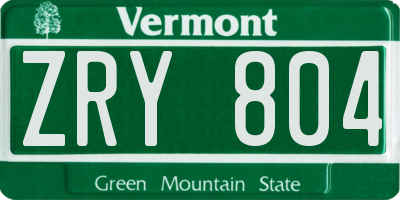 VT license plate ZRY804