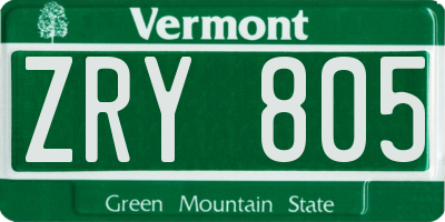VT license plate ZRY805