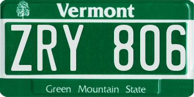 VT license plate ZRY806