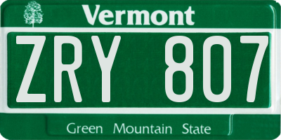 VT license plate ZRY807
