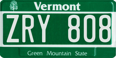 VT license plate ZRY808
