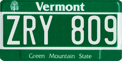 VT license plate ZRY809