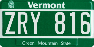 VT license plate ZRY816