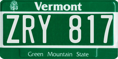 VT license plate ZRY817