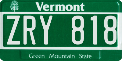 VT license plate ZRY818