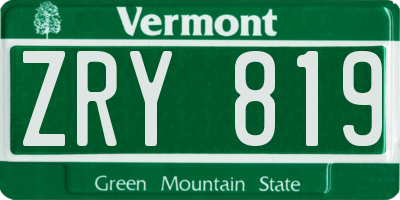 VT license plate ZRY819
