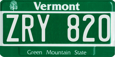 VT license plate ZRY820