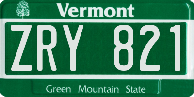 VT license plate ZRY821