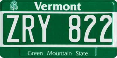 VT license plate ZRY822