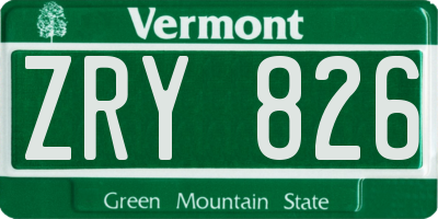 VT license plate ZRY826